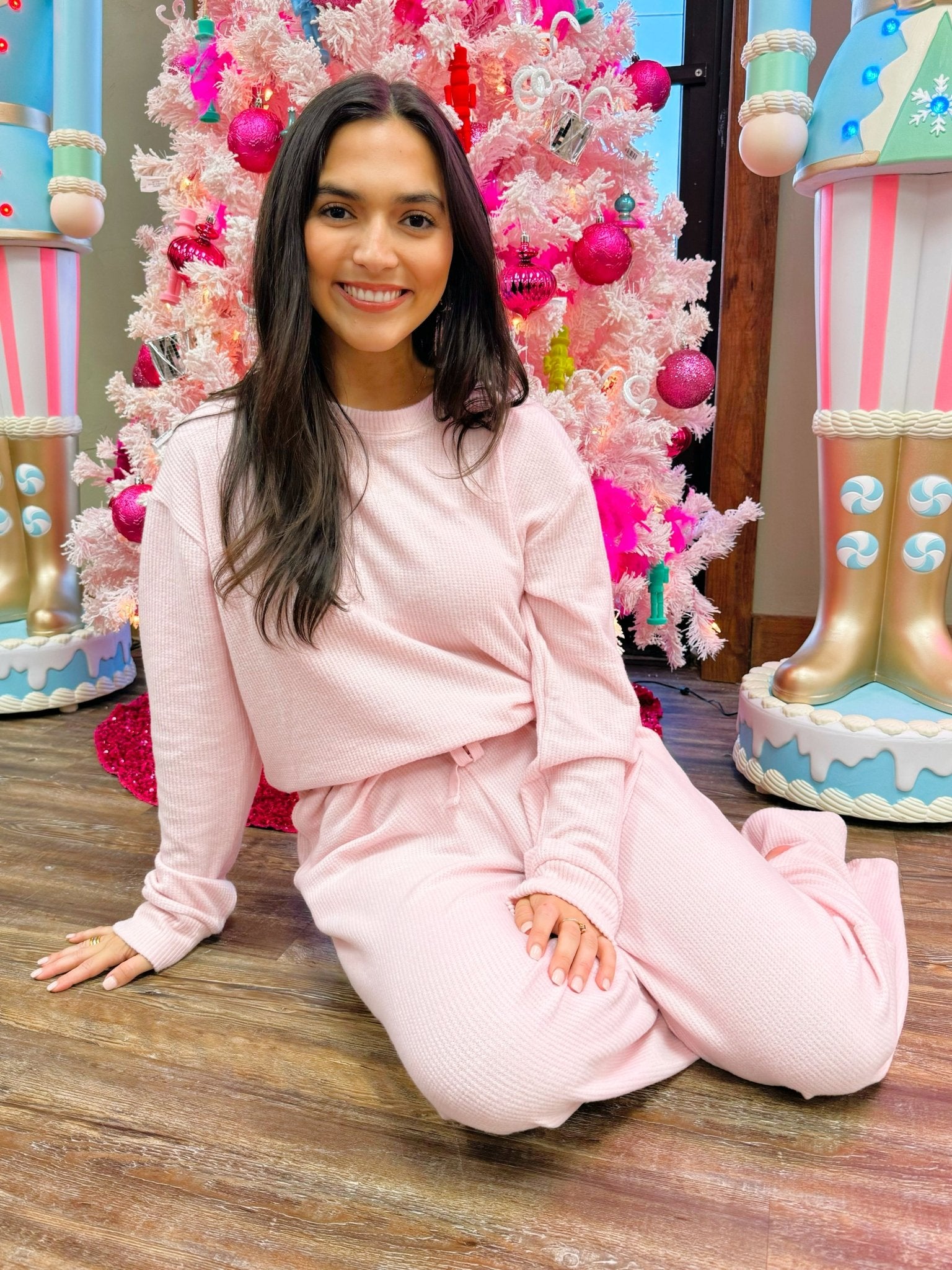 Blush Break Waffle Lounge Set - Jessi Jayne Boutique