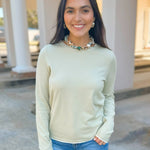 Sage Serenity Contrast Trim Sweater - Jessi Jayne Boutique