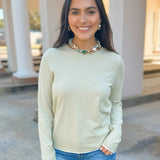 Sage Serenity Contrast Trim Sweater - Jessi Jayne Boutique