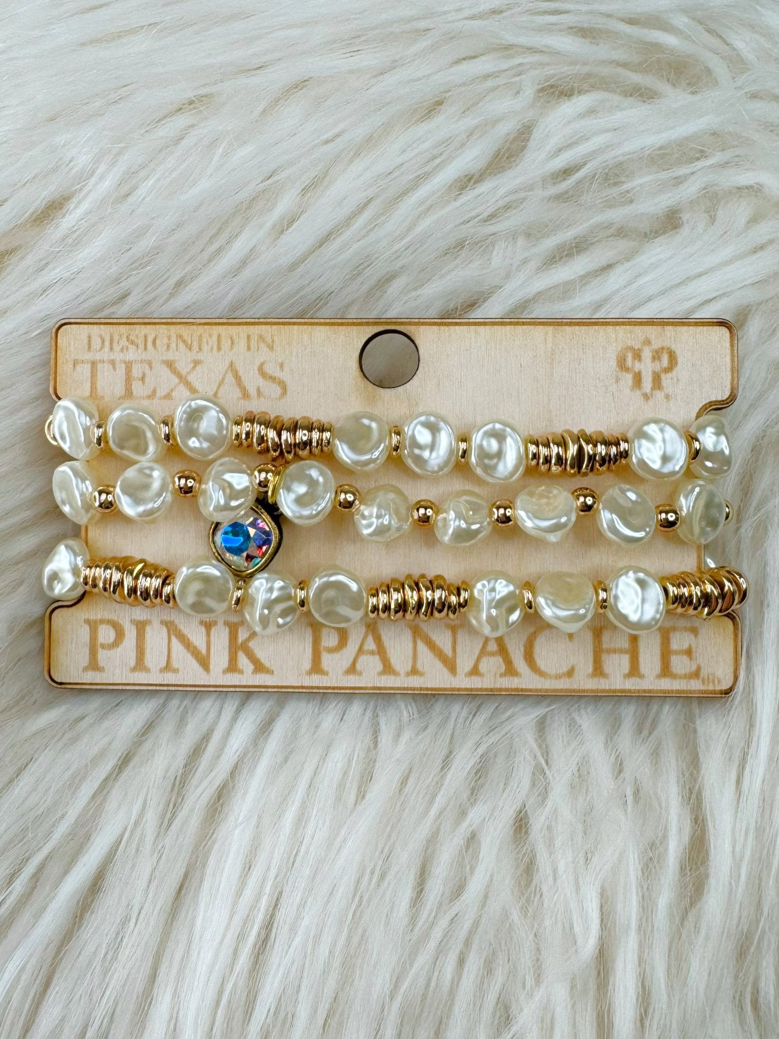 Golden Pearl Charm Bracelet Stack - Jessi Jayne Boutique