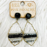 Black & Pearl Beaded Hoop Earrings - Jessi Jayne Boutique