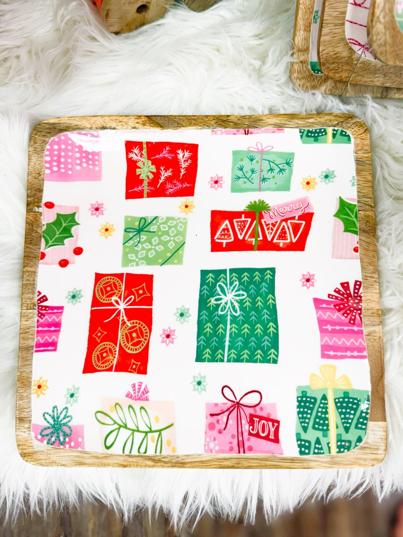 Enameled Mango Wood Trays with Patterns Set of 3 - Jessi Jayne Boutique