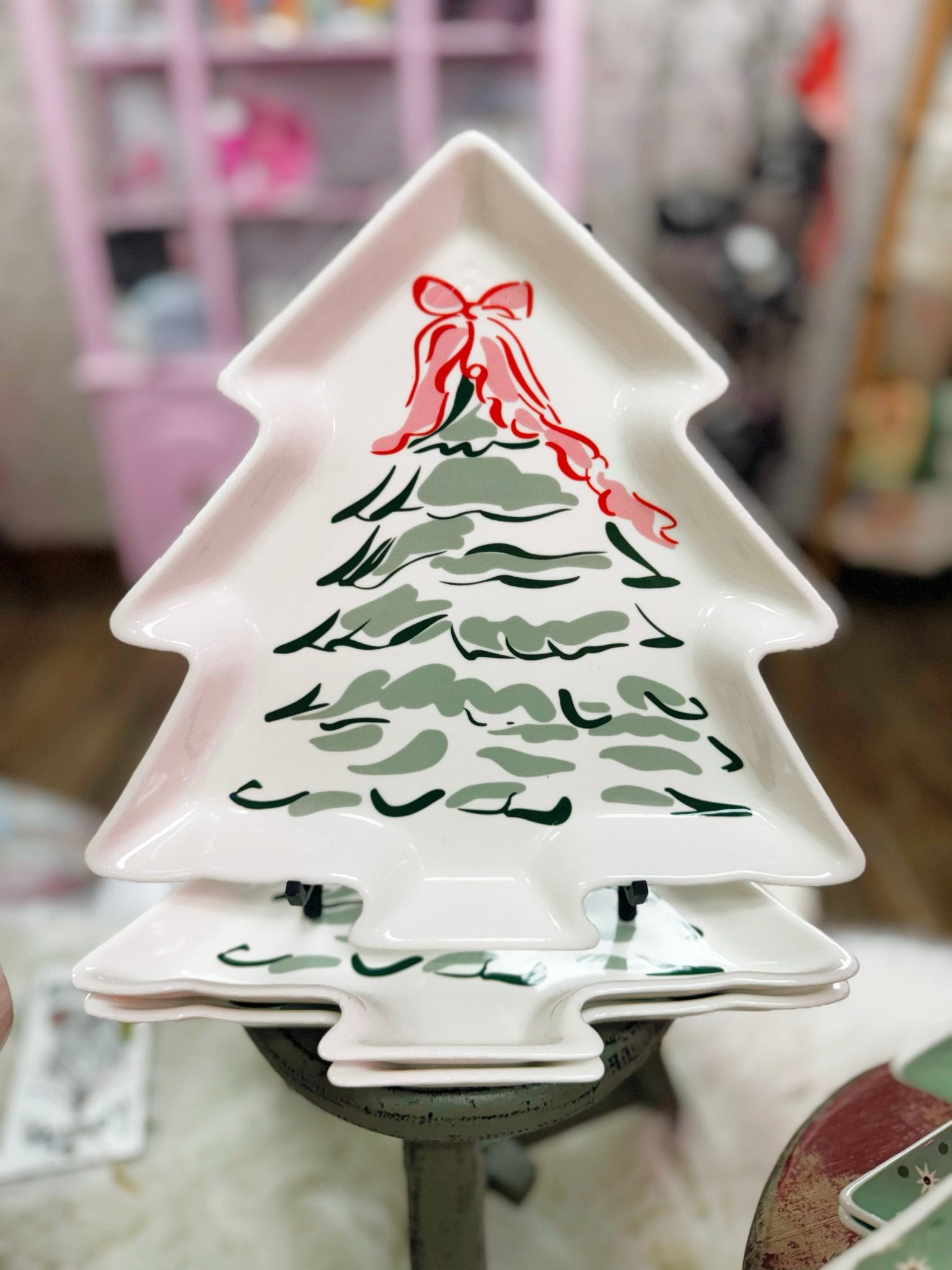 Stoneware Tree Shaped Plate Christmas Tree - Jessi Jayne Boutique