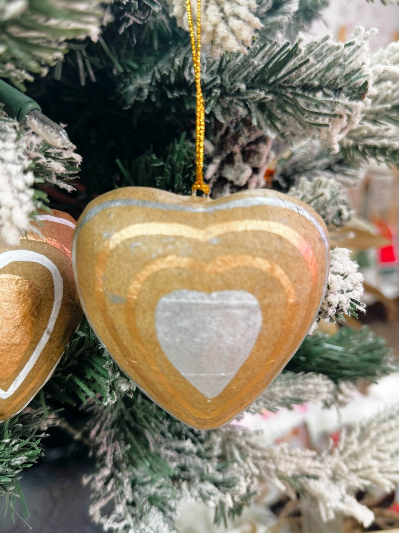 3"H Paper Mache Heart Ornament - Jessi Jayne Boutique
