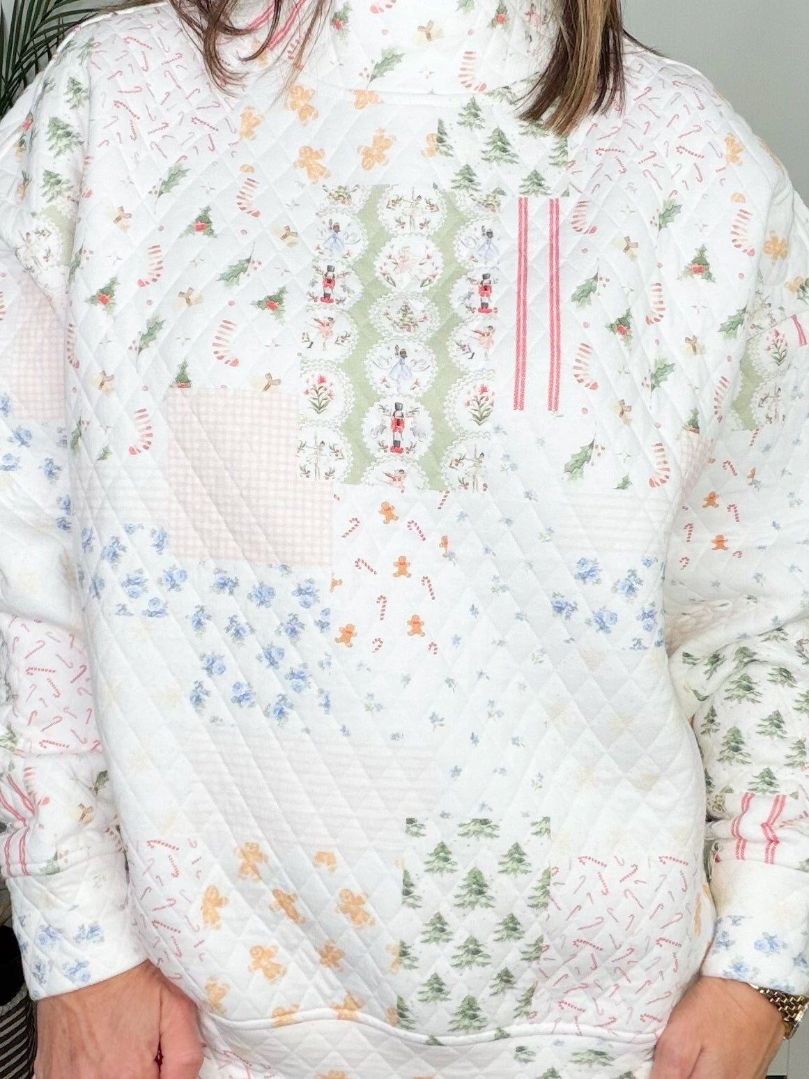 Christmas Holiday Quilted Mockneck Sweatshirt - Jessi Jayne Boutique