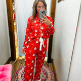 Santa's Signature Bow Ruffle Pajama Set - Jessi Jayne Boutique