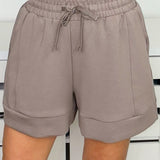 Mocha Modal Scuba Pleat Casual Shorts