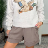 Mocha Modal Scuba Pleat Casual Shorts