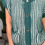 Evergreen Two-Tone Rib Knit Vest Cardigan - Jessi Jayne Boutique