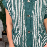 Evergreen Two-Tone Rib Knit Vest Cardigan - Jessi Jayne Boutique