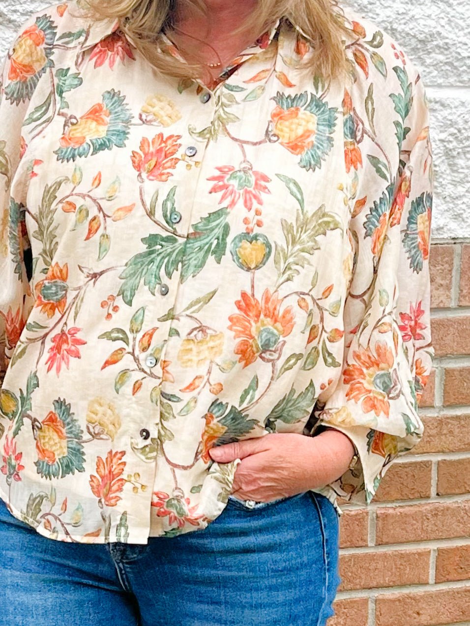 Autumn Bloom Button Front Blouse - Jessi Jayne Boutique