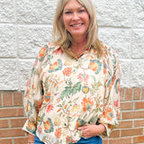 Autumn Bloom Button Front Blouse - Jessi Jayne Boutique