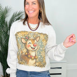 Holly Jolly Reindeer Graphic Nantucket Sweatshirt - Jessi Jayne Boutique
