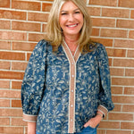 Midnight Garden Button Front Top - Jessi Jayne Boutique