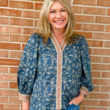 Midnight Garden Button Front Top - Jessi Jayne Boutique