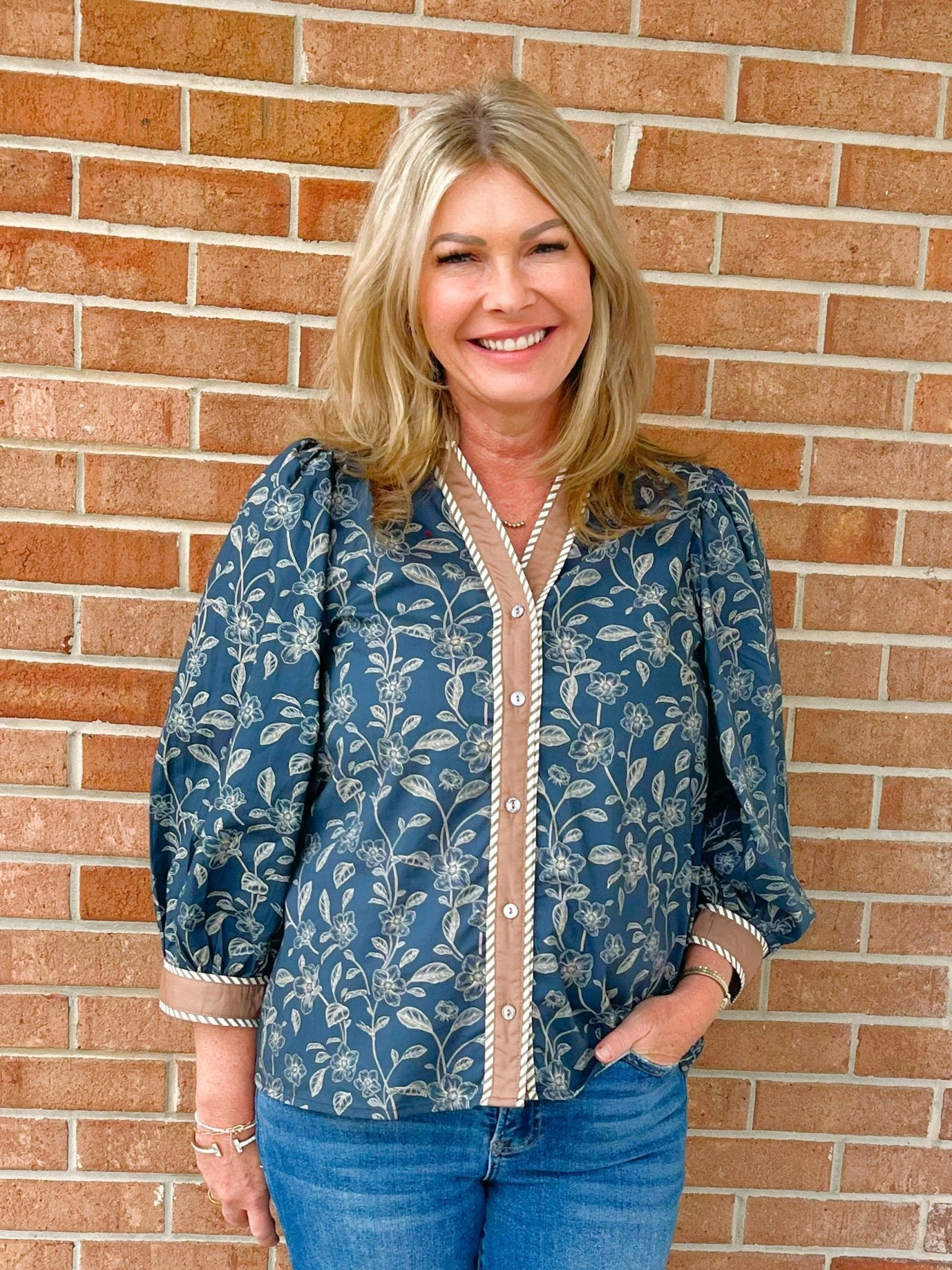 Midnight Garden Button Front Top - Jessi Jayne Boutique