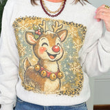 Holly Jolly Reindeer Graphic Nantucket Sweatshirt - Jessi Jayne Boutique