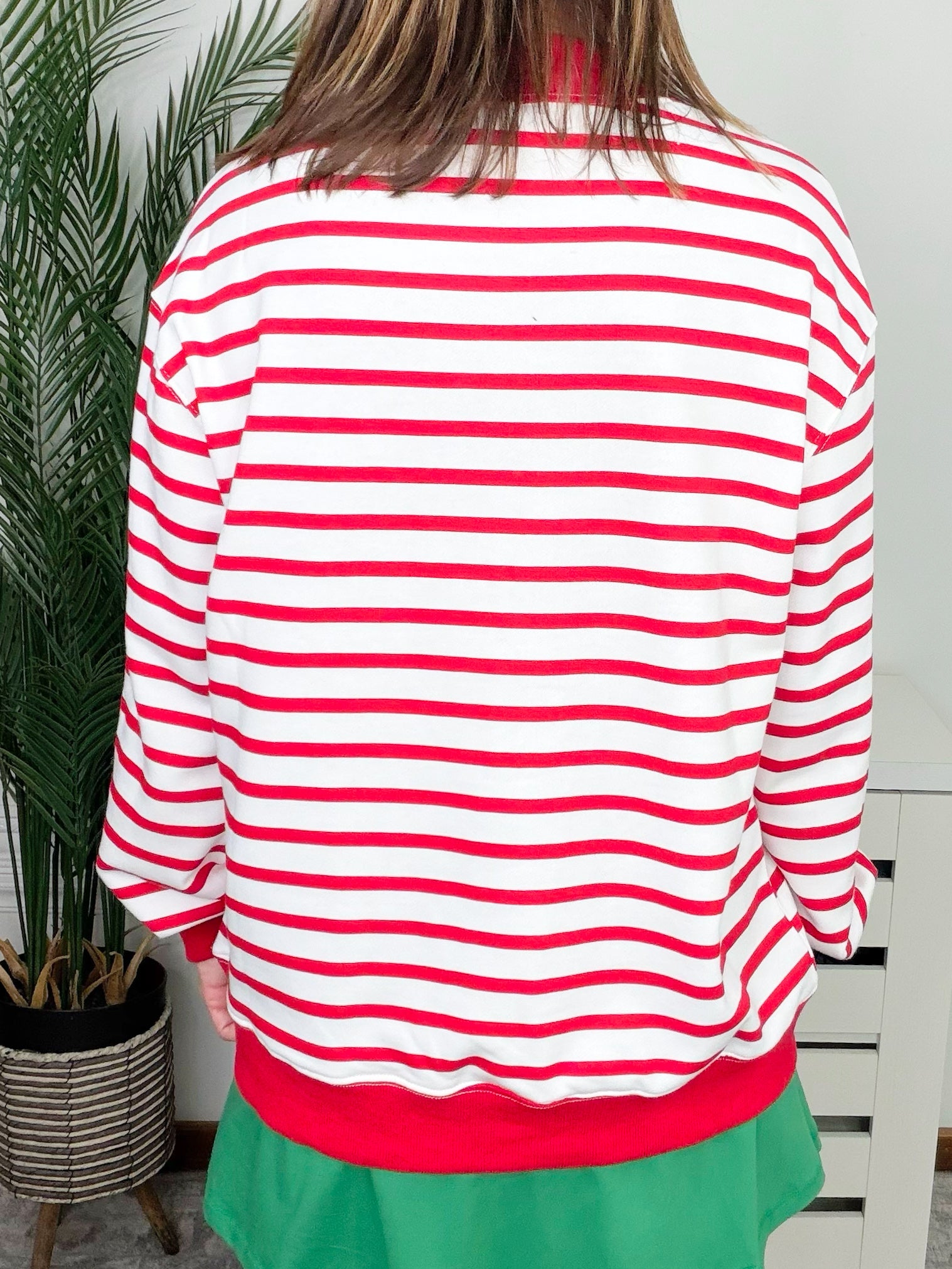 Candy Cane Stripe Merry Chenille Oversized Pullover - Jessi Jayne Boutique