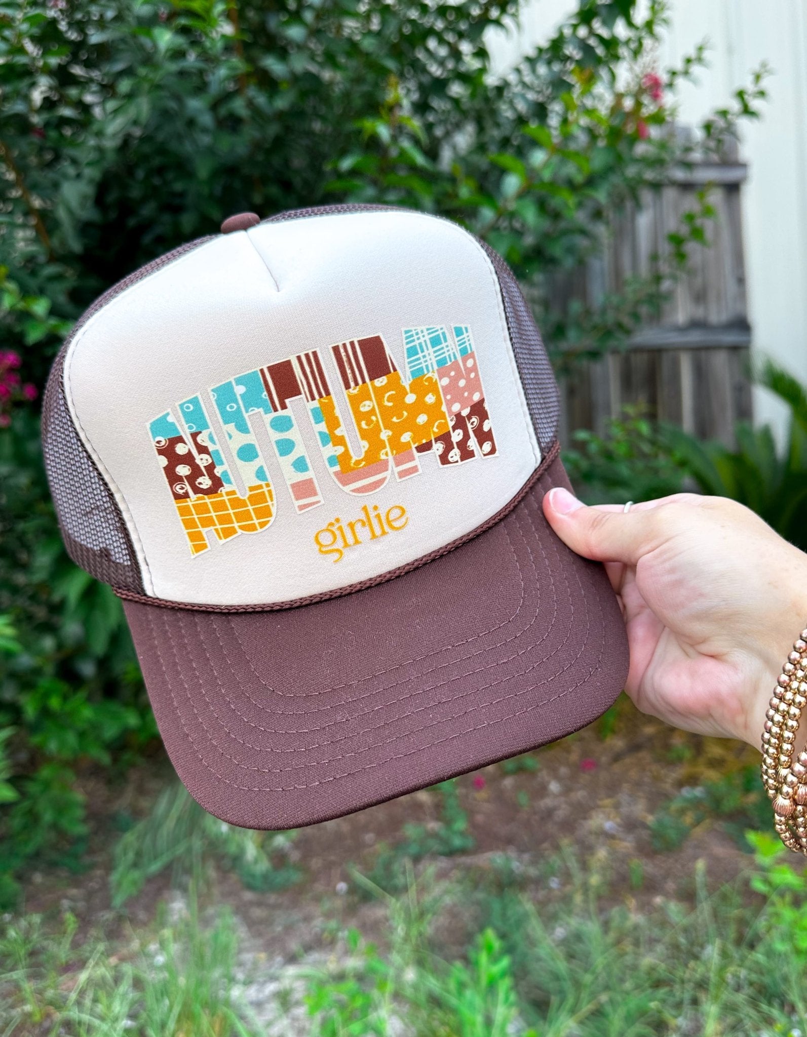 Autumn Girlies Tan/Brown Trucker Hat - Jessi Jayne Boutique