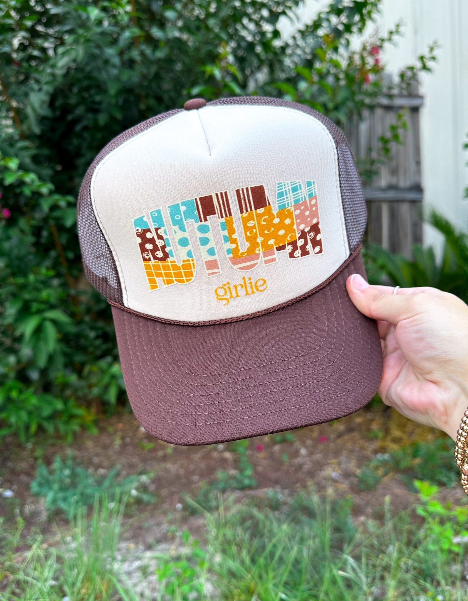 Autumn Girlies Tan/Brown Trucker Hat - Jessi Jayne Boutique