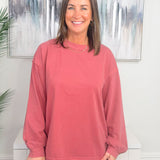 Winter Berry Pigment Washed Cotton Top