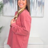 Winter Berry Pigment Washed Cotton Top