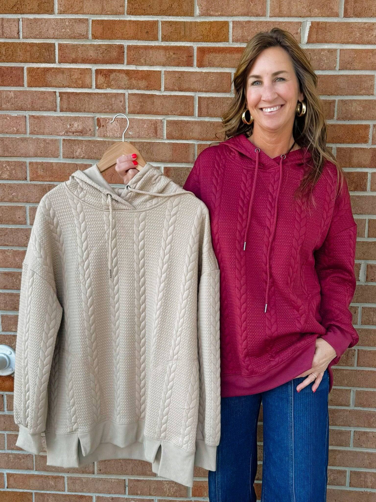 Braided Texture Hoodie - Jessi Jayne Boutique