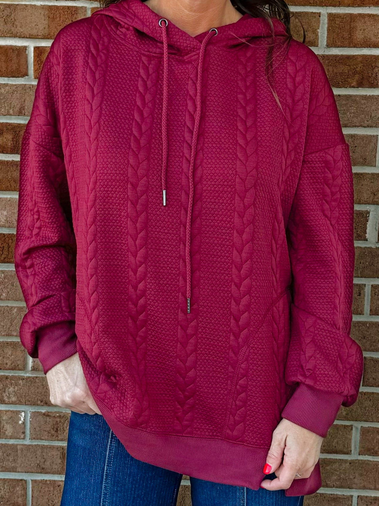 Braided Texture Hoodie - Jessi Jayne Boutique