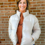 Frostbound Taupe Puffer Jacket - Jessi Jayne Boutique