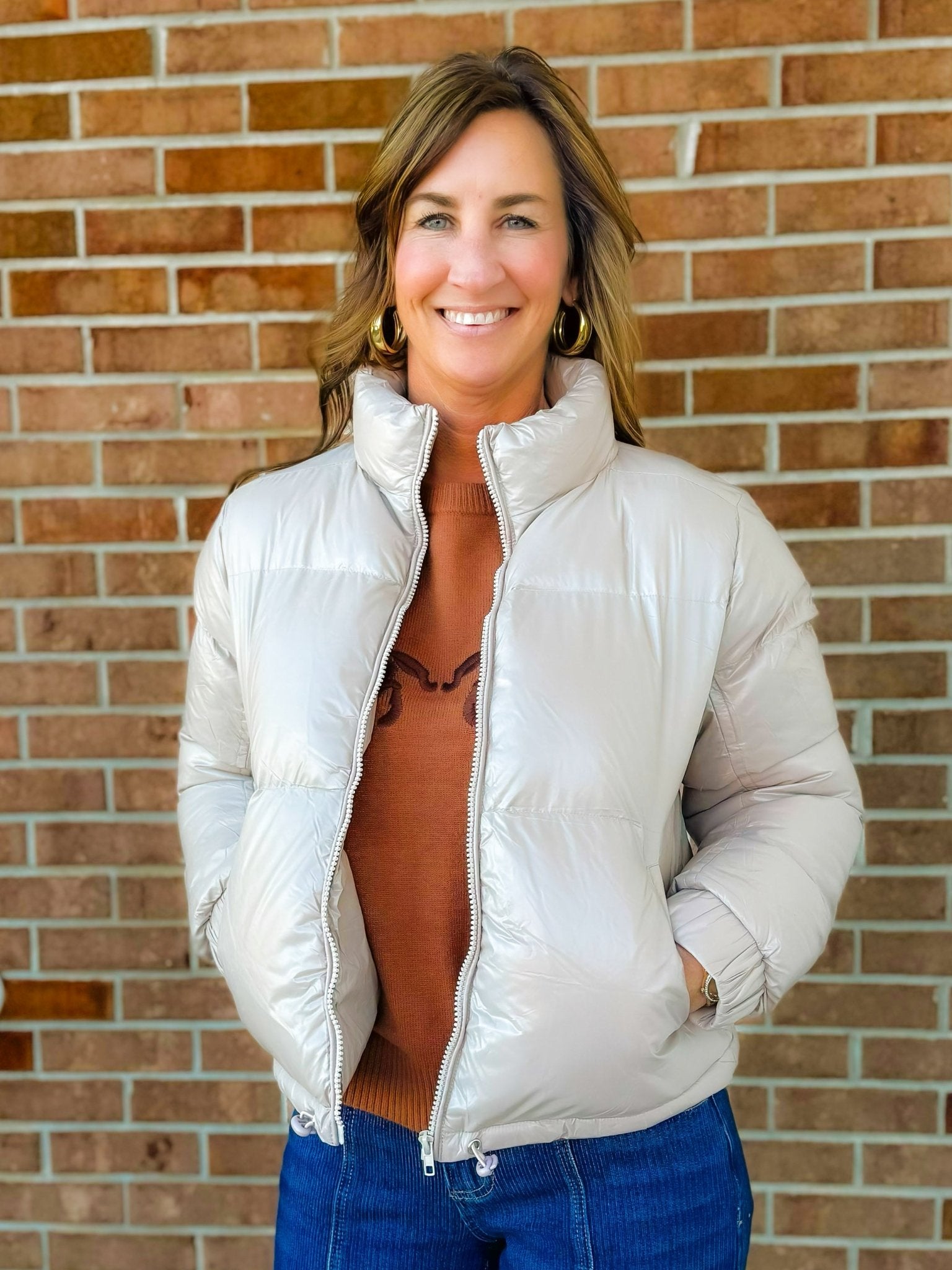 Frostbound Taupe Puffer Jacket - Jessi Jayne Boutique