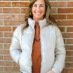 Frostbound Taupe Puffer Jacket - Jessi Jayne Boutique