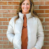 Frostbound Taupe Puffer Jacket - Jessi Jayne Boutique