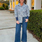 Indigo Wave Print Blouse - Jessi Jayne Boutique