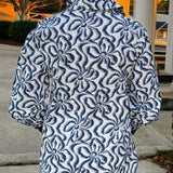 Indigo Wave Print Blouse - Jessi Jayne Boutique