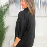 Sleek and Simple Black Mock Neck Short Sleeve Top