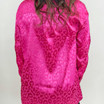 Emery Satin Leopard Blouse Pink - Jessi Jayne Boutique