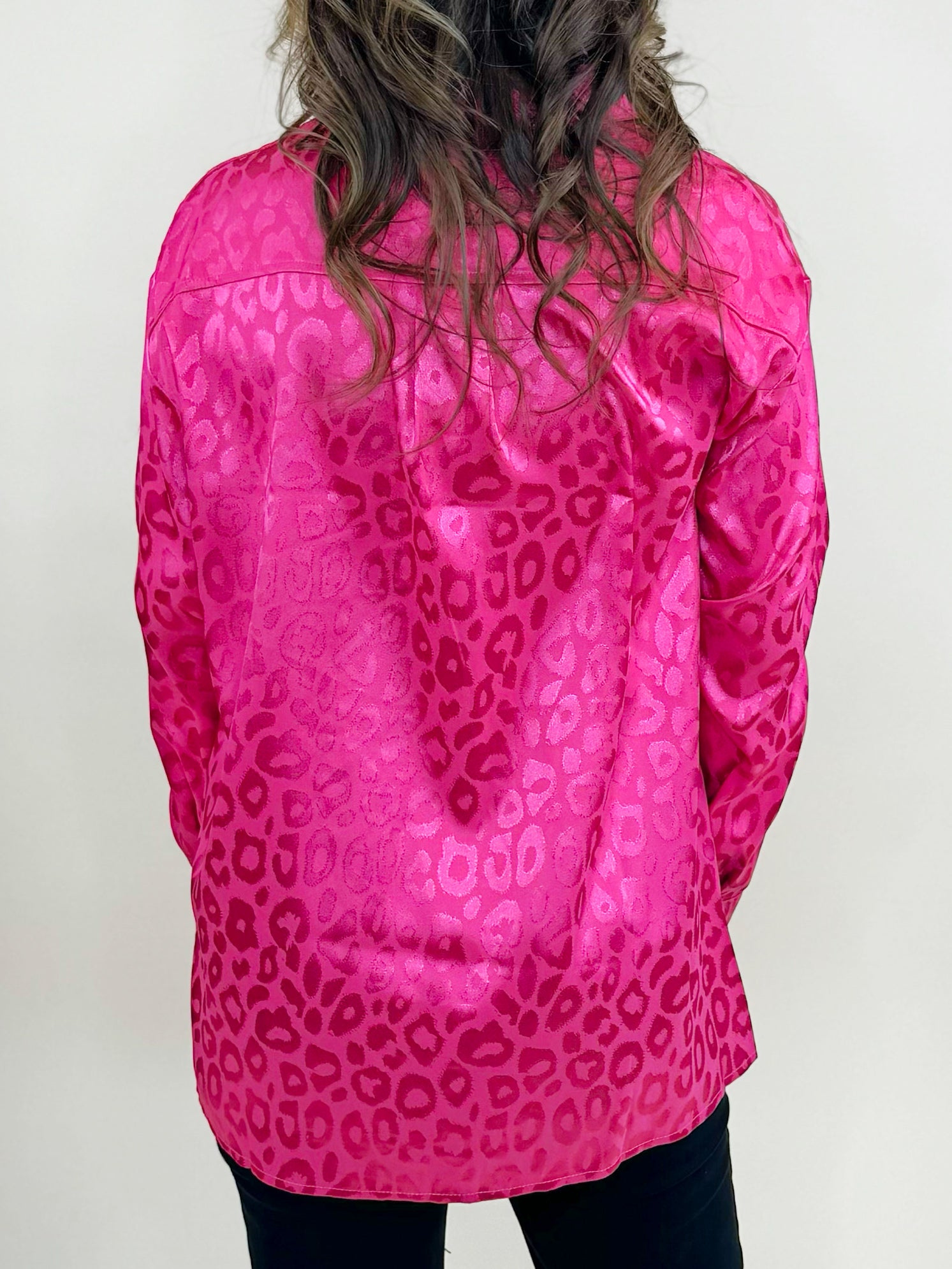 Emery Satin Leopard Blouse Pink - Jessi Jayne Boutique