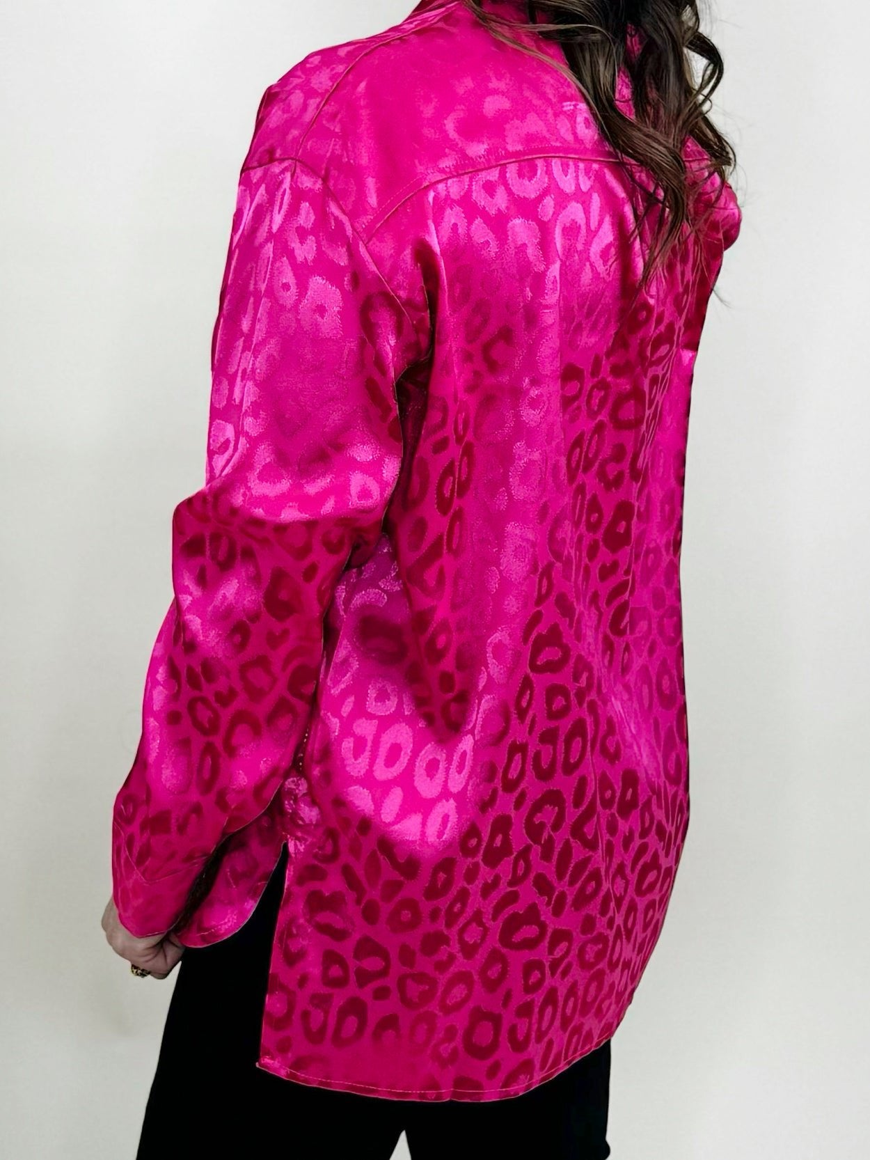 Emery Satin Leopard Blouse Pink - Jessi Jayne Boutique