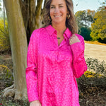 Emery Satin Leopard Blouse Pink - Jessi Jayne Boutique