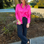 Emery Satin Leopard Blouse Pink - Jessi Jayne Boutique