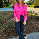 Emery Satin Leopard Blouse Pink - Jessi Jayne Boutique