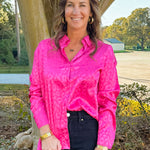 Emery Satin Leopard Blouse Pink - Jessi Jayne Boutique