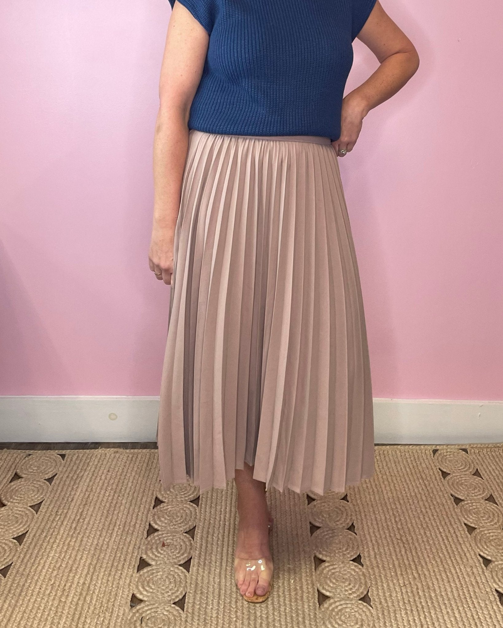 Perfectly Pleated Mocha Midi Skirt - Jessi Jayne Boutique