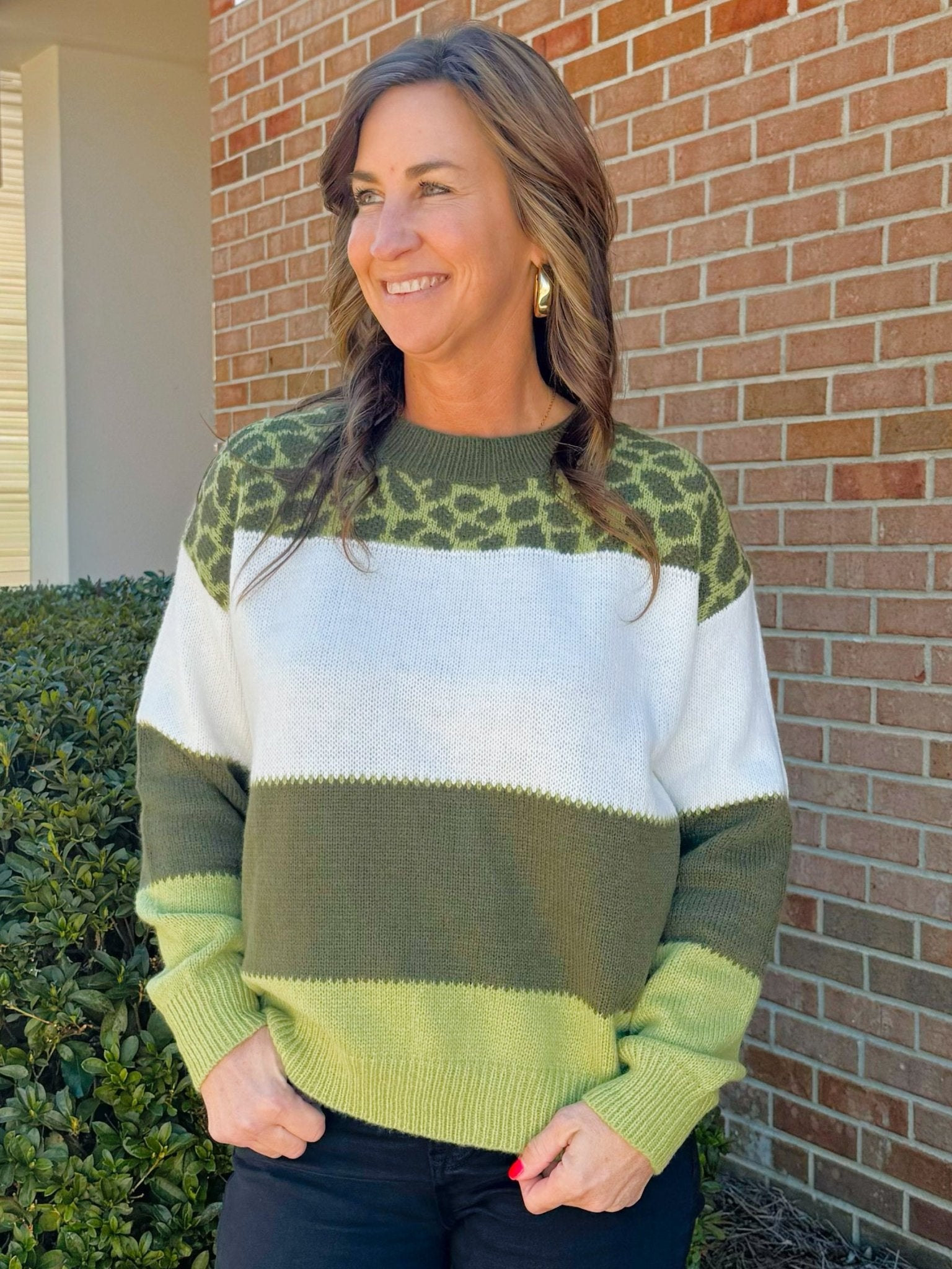 Wild Olive Color Block Sweater - Jessi Jayne Boutique