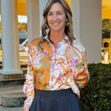 Golden Garden Mixed Print Blouse - Jessi Jayne Boutique
