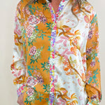 Golden Garden Mixed Print Blouse - Jessi Jayne Boutique