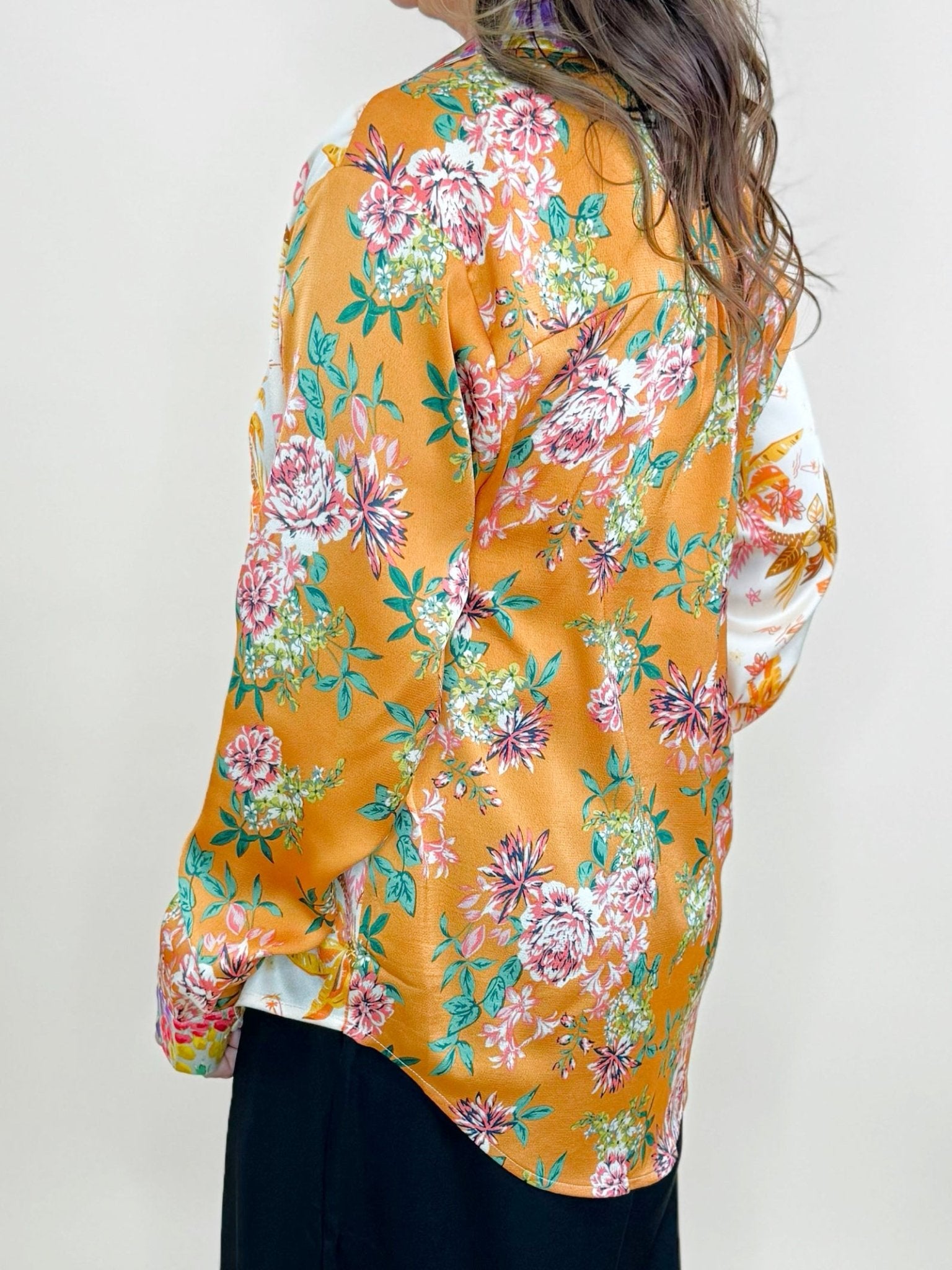 Golden Garden Mixed Print Blouse - Jessi Jayne Boutique
