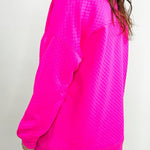 Hot Shot Pink Textured Half Zip Pullover - Jessi Jayne Boutique