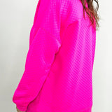 Hot Shot Pink Textured Half Zip Pullover - Jessi Jayne Boutique