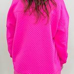 Hot Shot Pink Textured Half Zip Pullover - Jessi Jayne Boutique